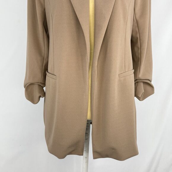 New Fashion Nova Blazer Women Size L Brown Open Front Collared 3/4 Sleeve - Picture 16 of 16